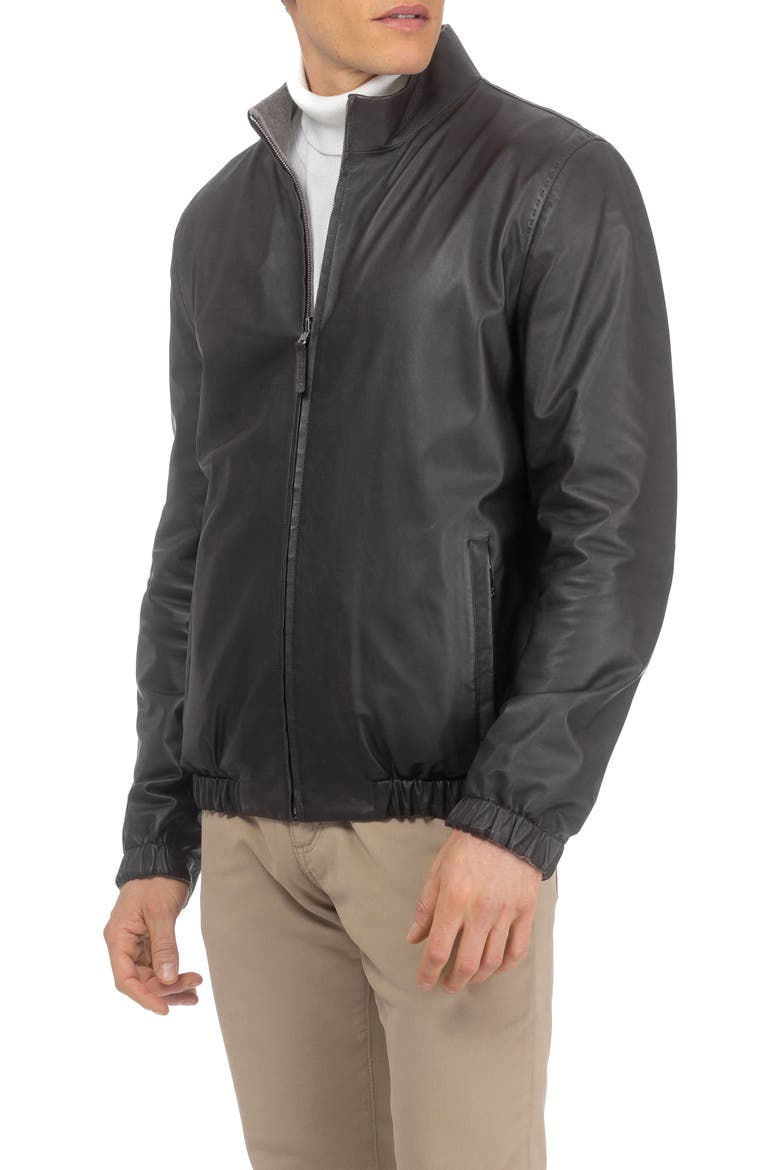 Men's Light Genuine Nappa Leather Jacket Reversible To Cashmere & Wool Crafted From Loro Piana, Alternate, color, DARK BROWN/TAUPE