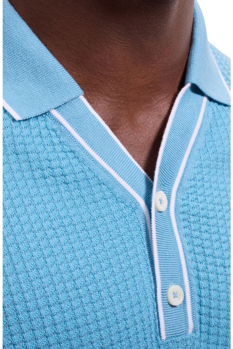 Waffle Stitch Polo Sweater, Alternate, color, TEAL