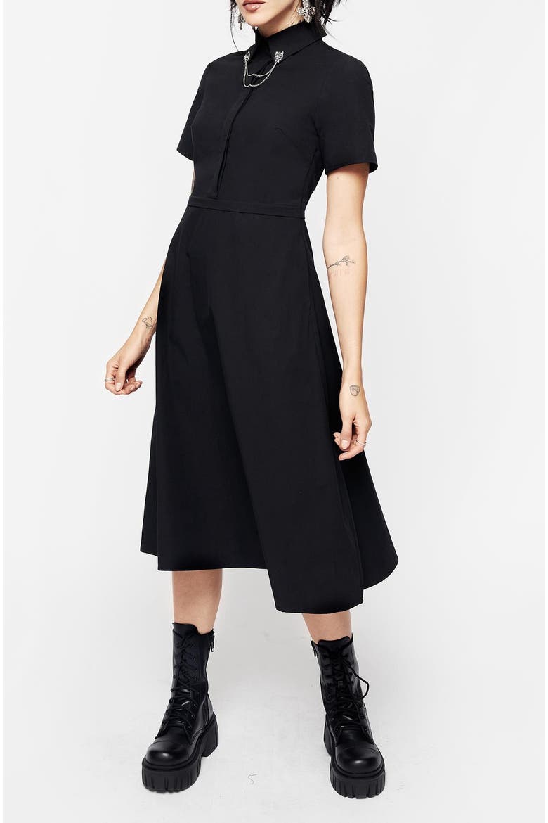 Fenrir Midi Shirt Dress, Alternate, color, Black