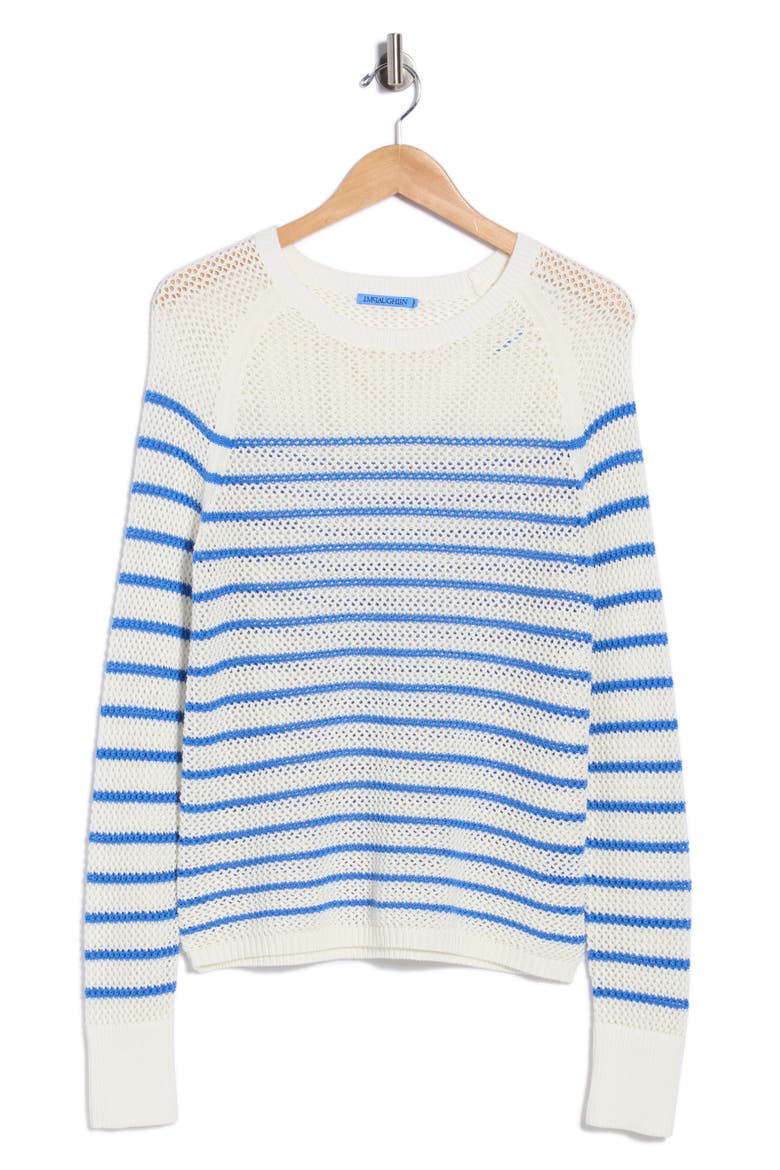 Cape Pullover Sweater, Alternate, color, WHITE/ BLUE
