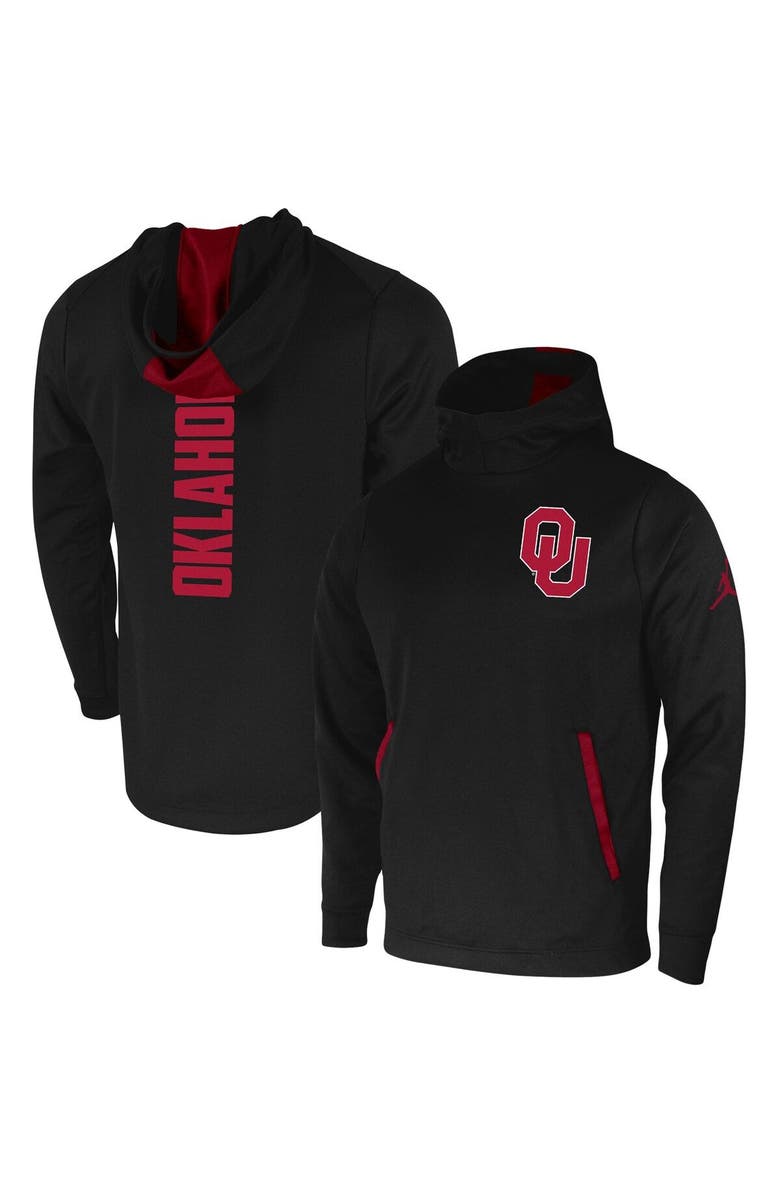Jordan Brand Men's Jordan Brand Black Oklahoma Sooners 2-Hit Performance Pullover Hoodie, Main, color, 