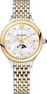 BALMAIN WATCHES Two-Tone Diamond Moon Phase Bracelet Watch, 31mm