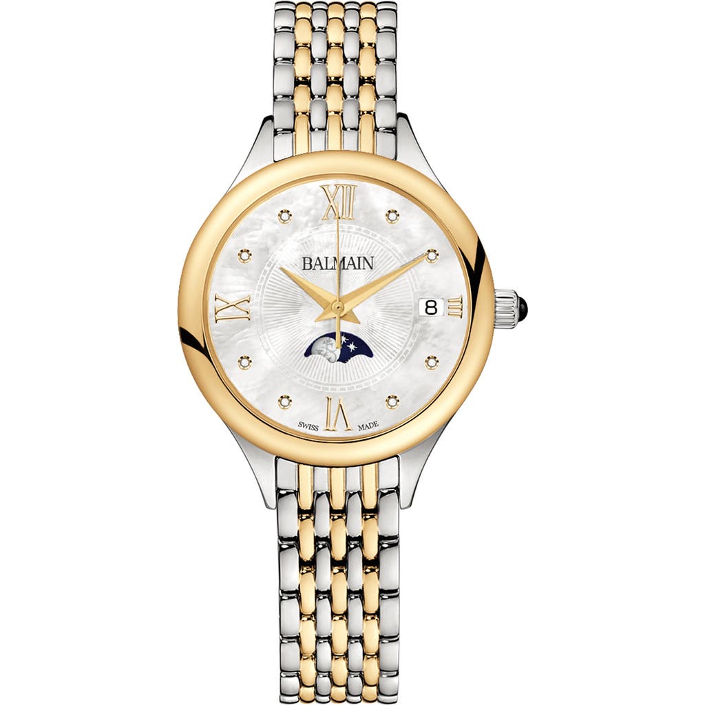 Balmain Watches Two-tone Diamond Moon Phase Bracelet Watch, 31mm
