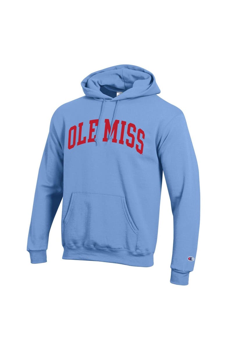 Champion Men's Champion Powder Blue Ole Miss Rebels Basic Arch Fleece Pullover Hoodie, Alternate, color,