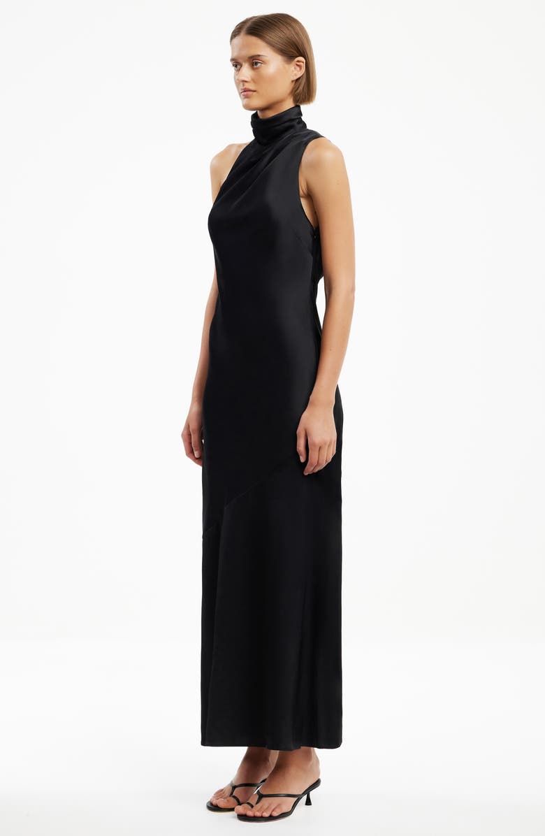 Significant Other Nadia One-Shoulder Satin Cocktail Dress, Alternate, color, Black