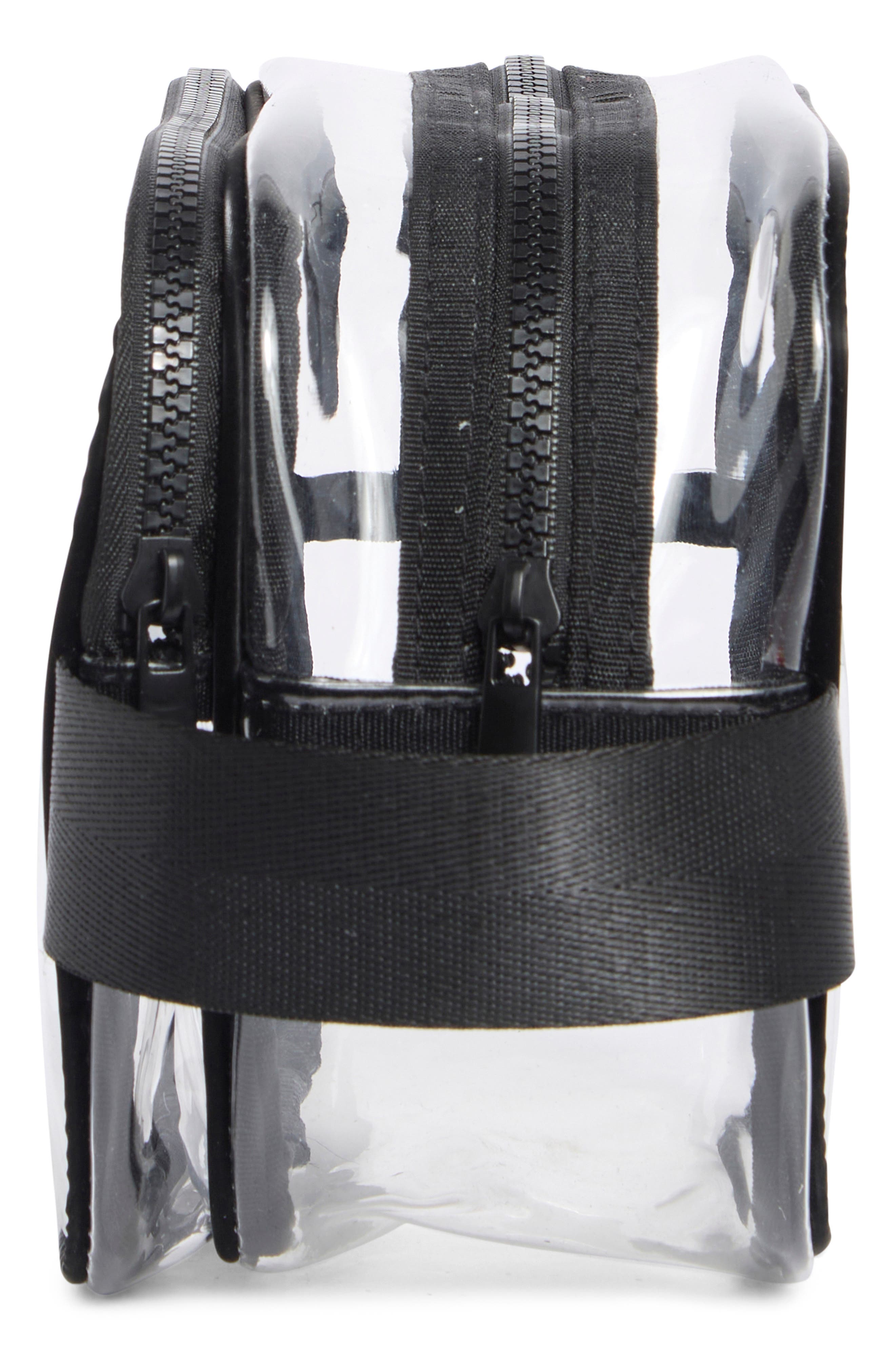 MYTAGALONGS Two-Zip Clear Dopp Kit, Alternate, color, Black