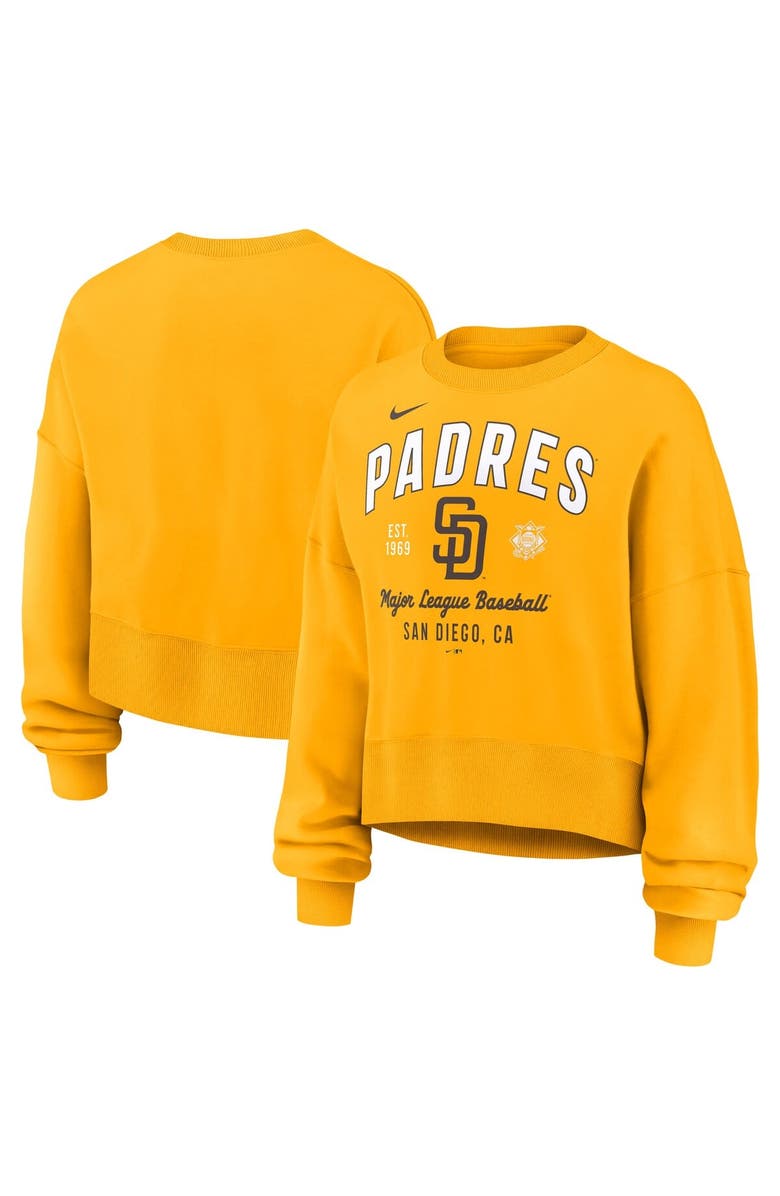 Nike Women's Nike Gold San Diego Padres Oversized High Hip Pullover Sweatshirt, Main, color, 