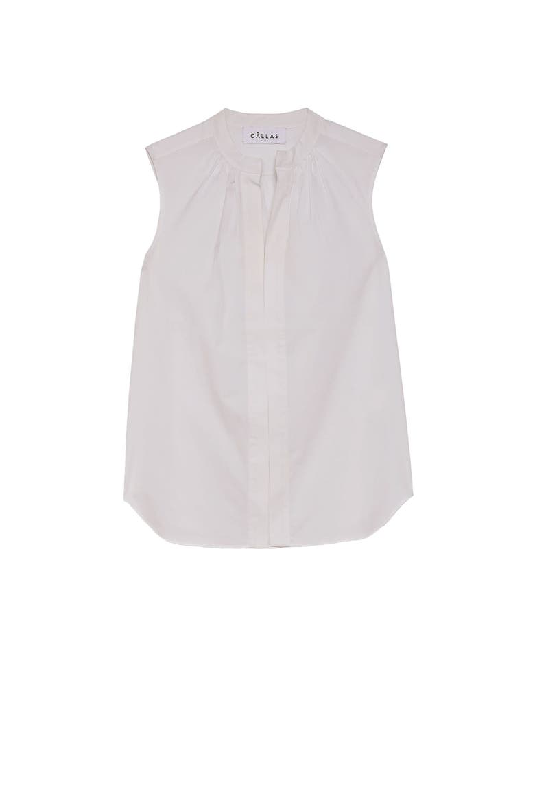 Olympia SLEEVELESS Sleeveless Poplin Top, Main, color, White