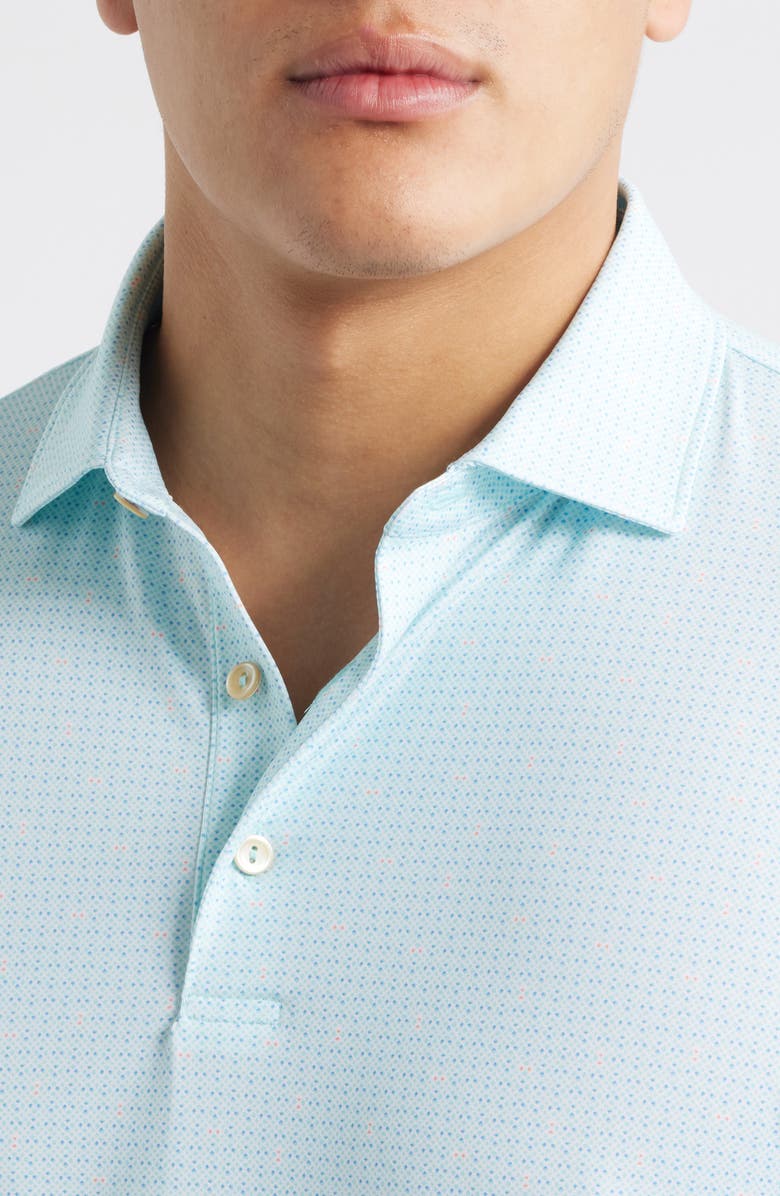 Peter Millar Ashgrove Geometric Print Performance Jersey Golf Polo, Alternate, color, Clearwater