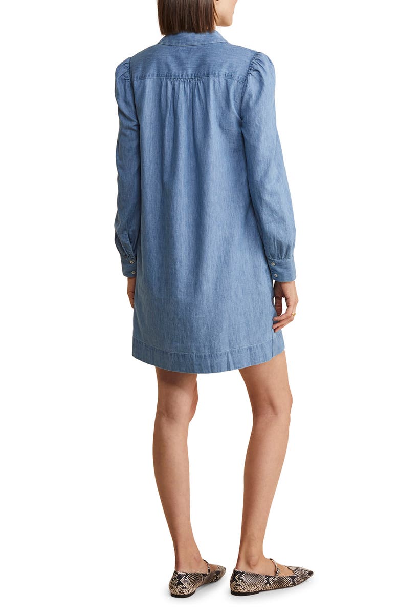 vineyard vines Balloon Sleeve Cotton Chambray Popover Dress, Alternate, color, 