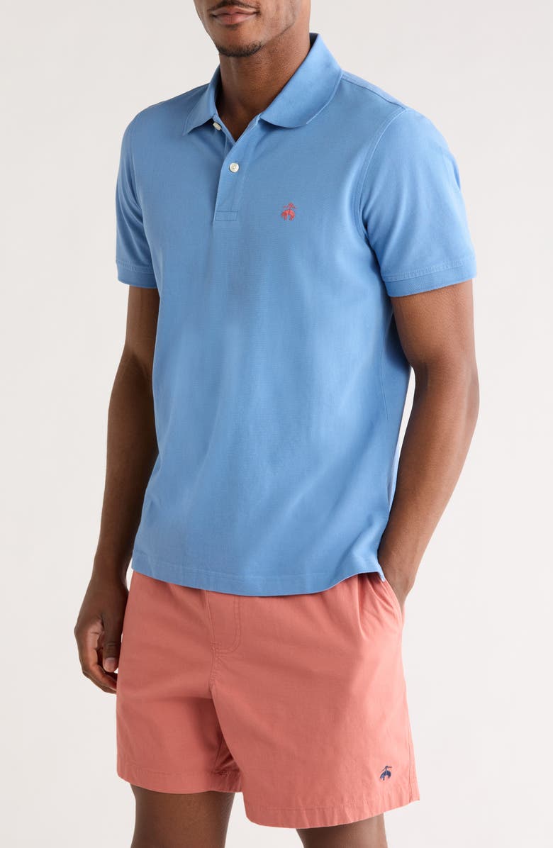 Brooks Brothers Solid Cotton Piqué Polo, Main, color, Blue