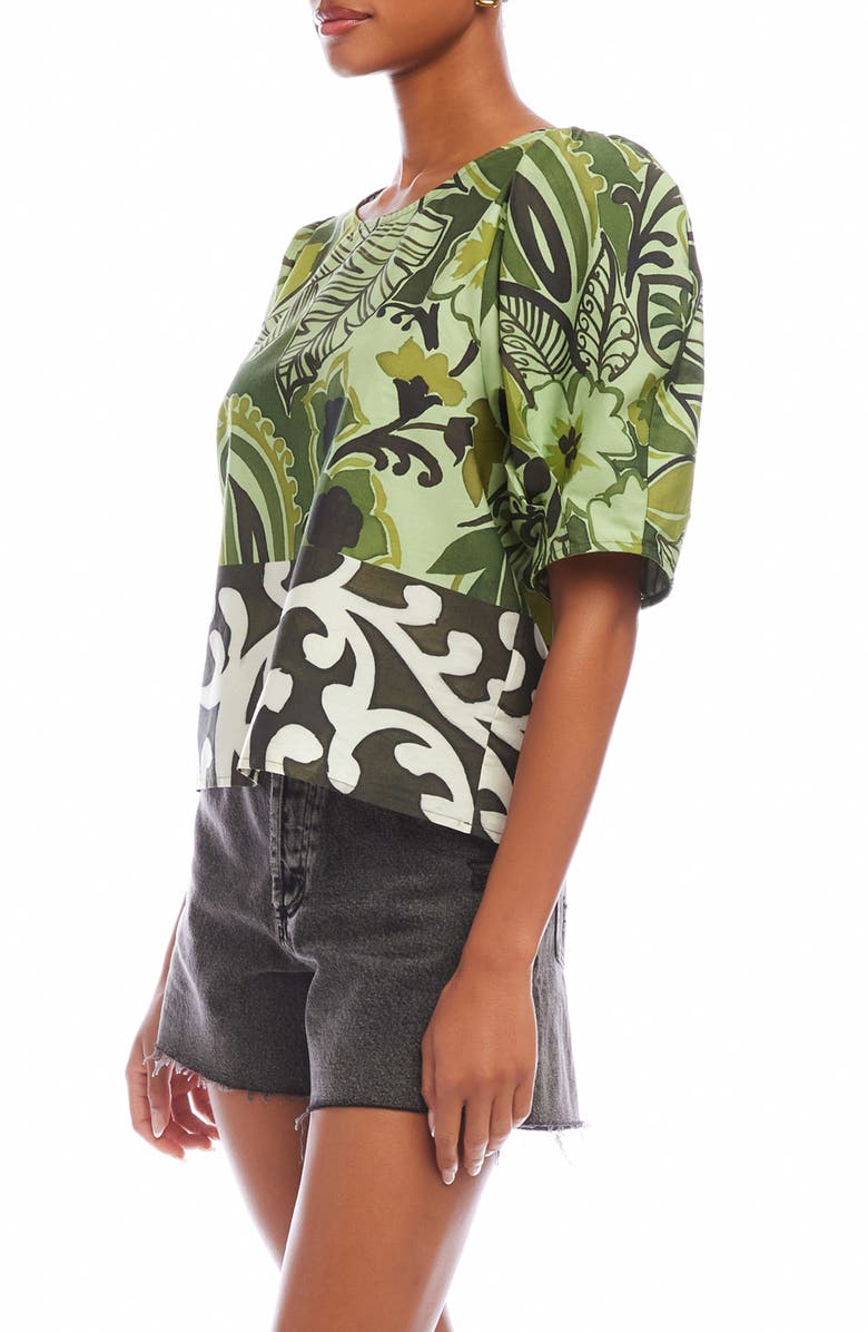 FIFTEEN TWENTY Puff Sleeve Mix Print Top, Alternate, color, Print