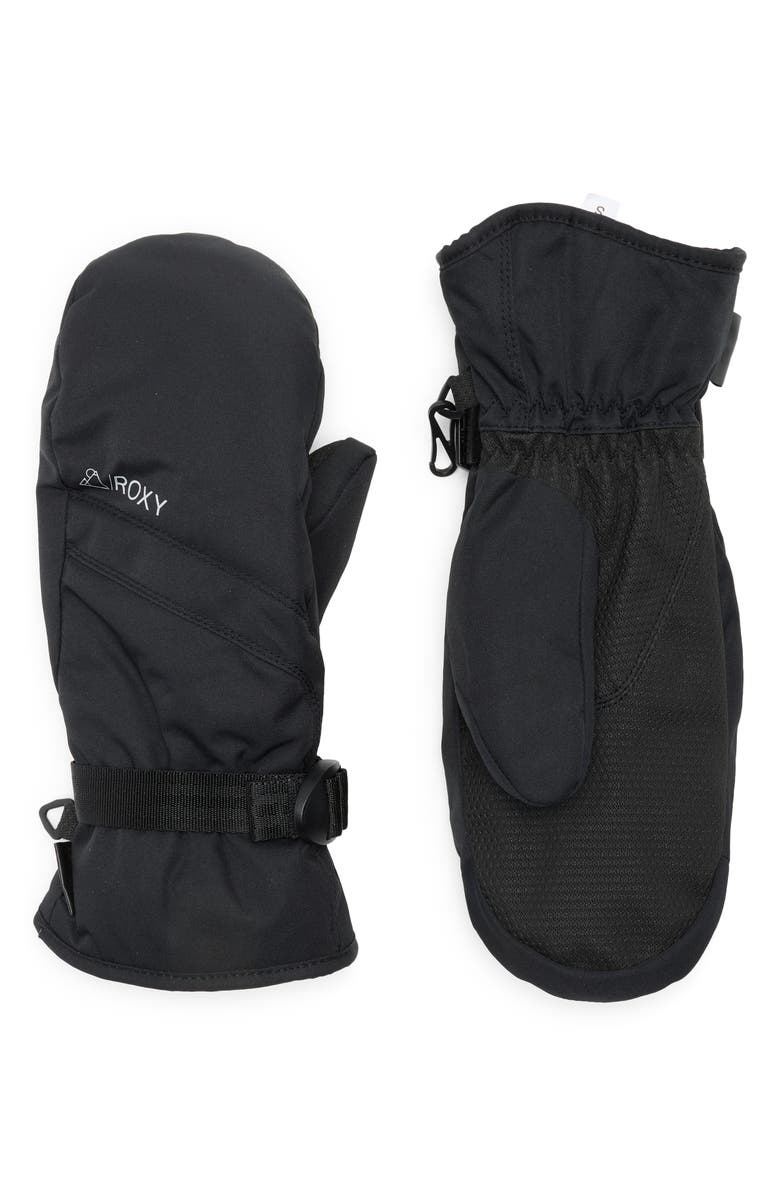 Roxy Gore-Tex<sup>®</sup> Fizz Water Repellent Ski Mittens, Main, color, Black