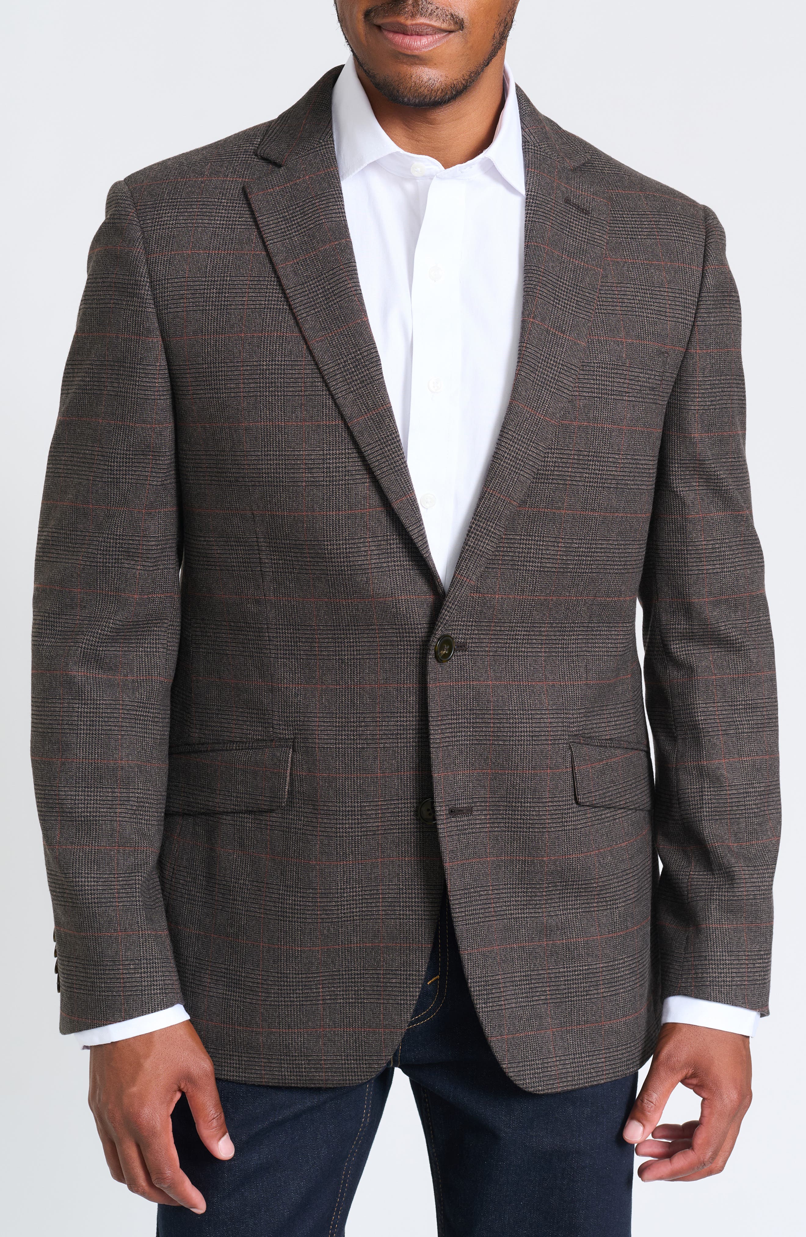 SAVILE ROW CO Brown Plaid Blazer
