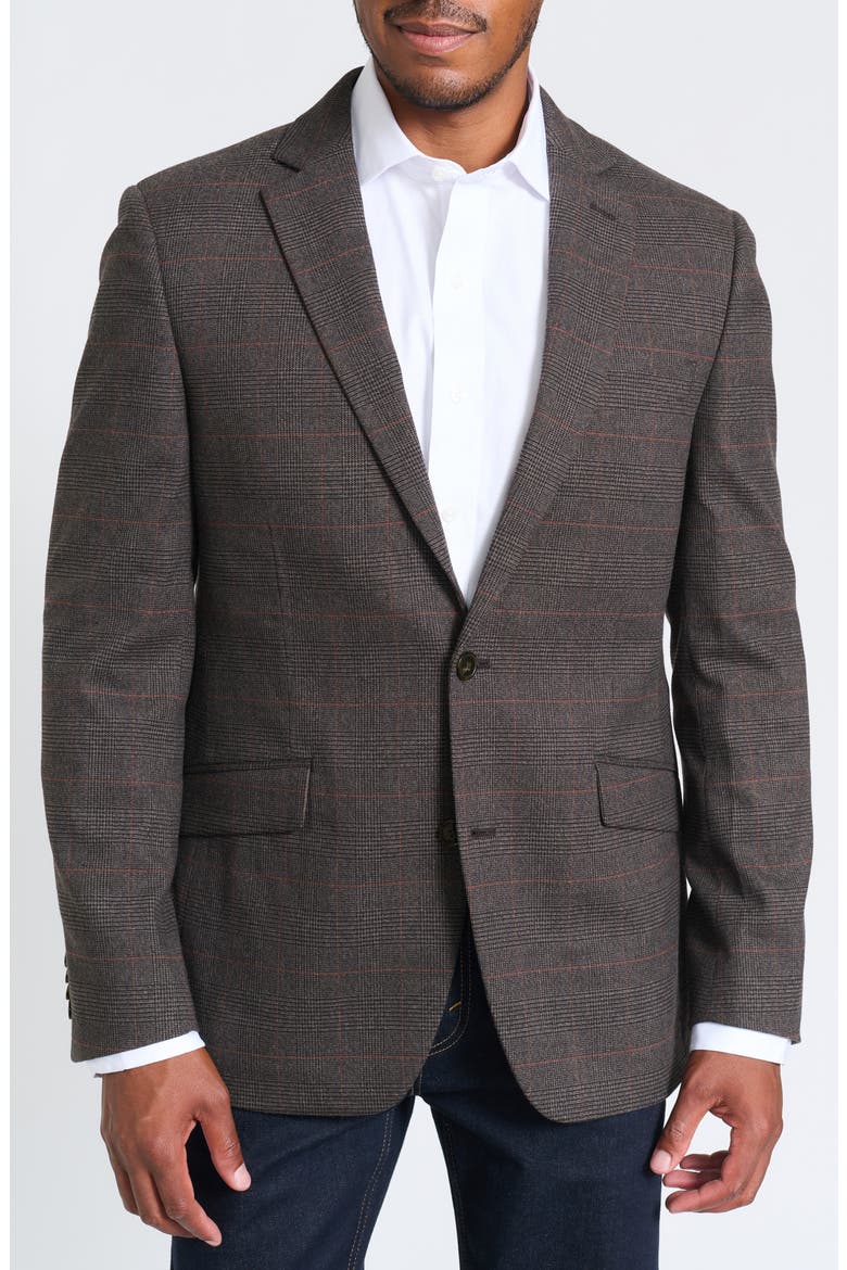 Brown Plaid Blazer, Main, color, BROWN