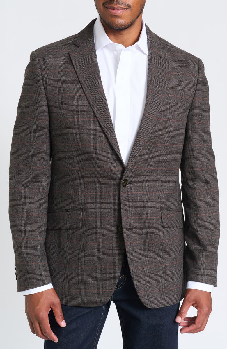 SAVILE ROW CO Brown Plaid Blazer, Main, color, Brown
