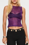 Princess Polly Perfect Mirage Metallic Sheer Mesh Tank