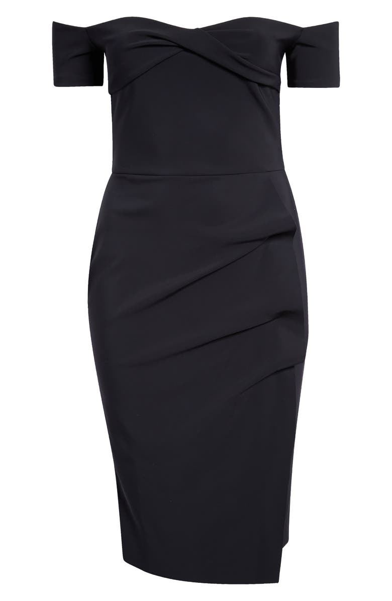 Chiara Boni La Petite Robe Selandre Off the Shoulder Sheath Cocktail Dress, Alternate, color, 37 Black