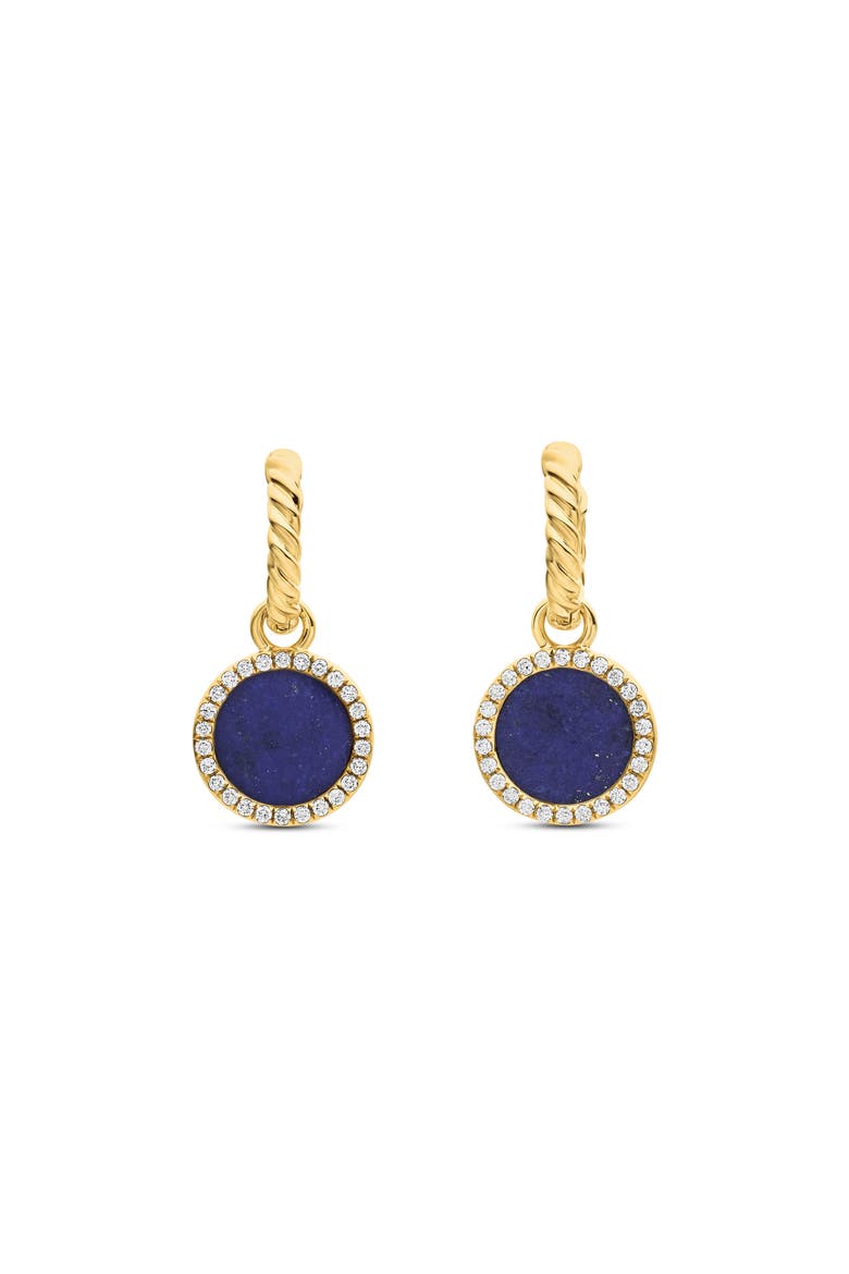 Petite DY Elements® Drop Earrings in 18K Yellow Gold with Lapis and Pavé Diamonds, Main, color, 18K YELLOW GOLD