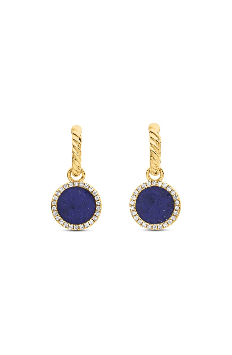 David Yurman Petite DY Elements<sup>®</sup> Drop Earrings in 18K Yellow Gold with Lapis and Pavé Diamonds, Main, color, 18K Yellow Gold