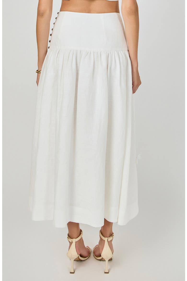 Floral Detail Linen Midi Skirt, Alternate, color, WHITE