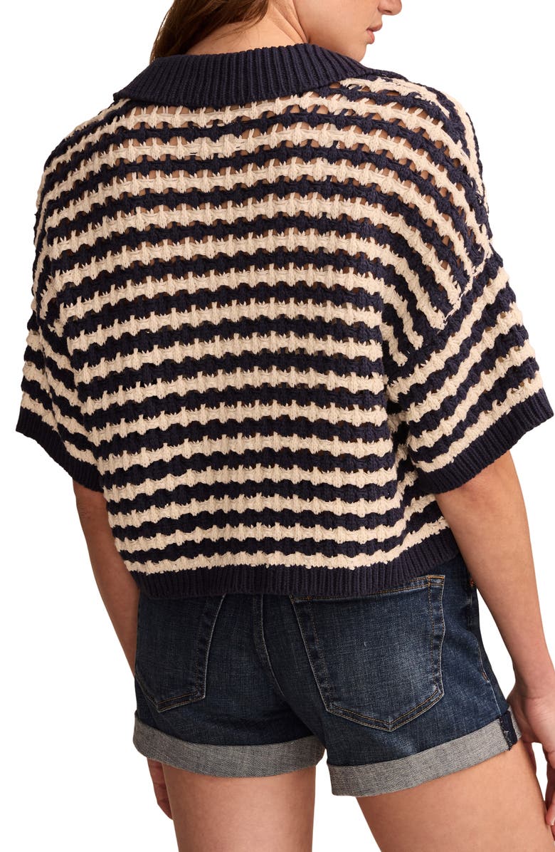 Lucky Brand Open Stitch Short Sleeve Crop Cardigan, Alternate, color,