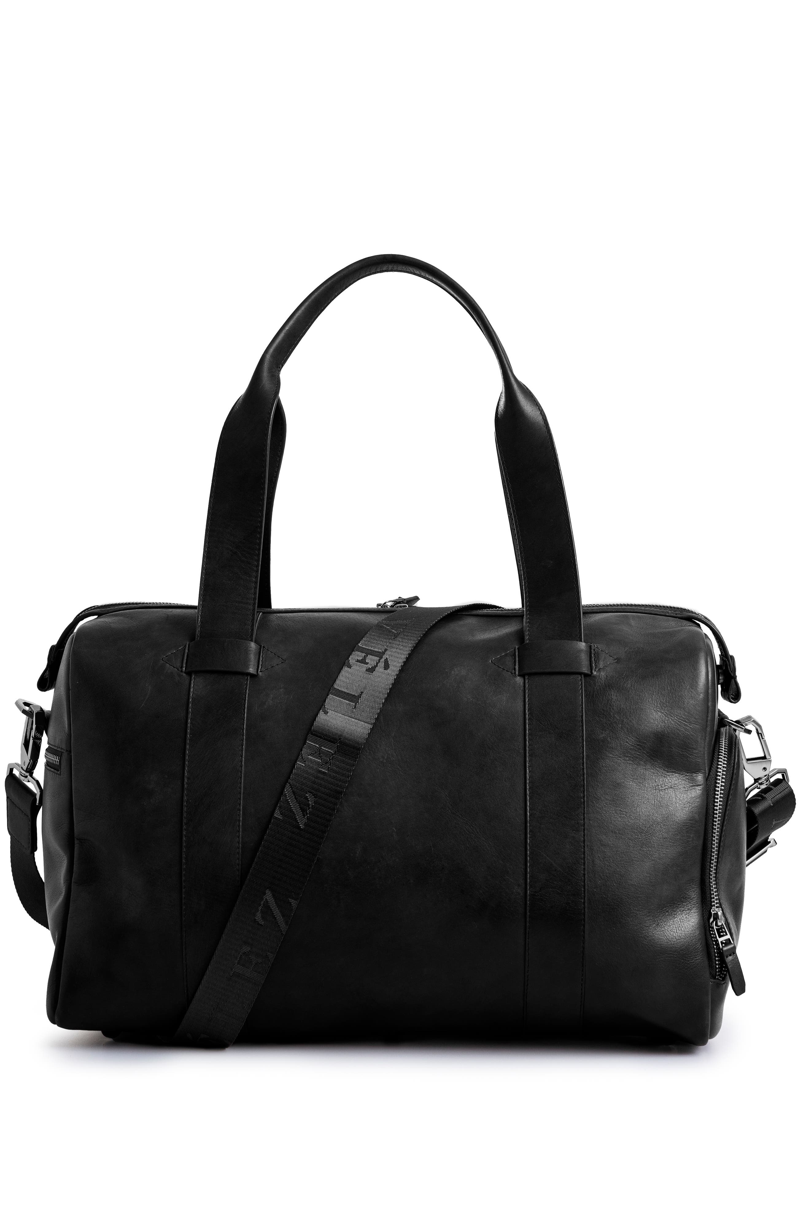 Velez Leather Duffle Bag  Aged Effect, Alternate, color, Black
