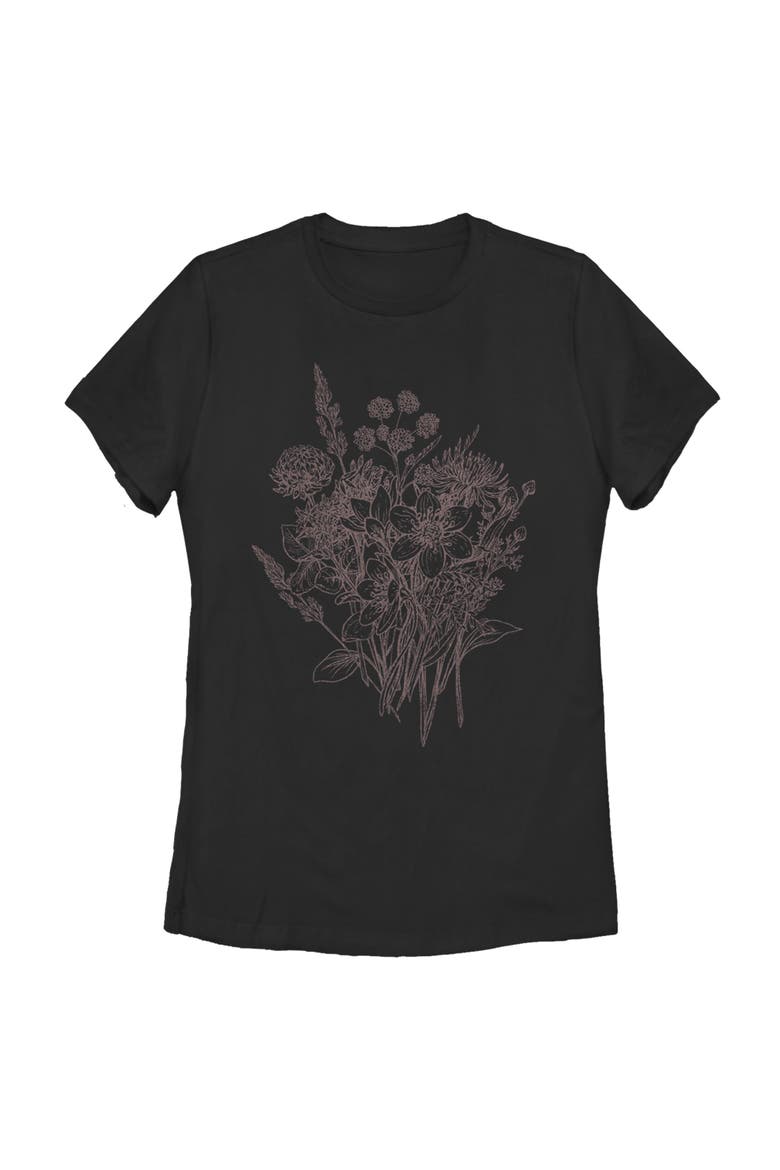 Women's Floral Doodles Short Sleeve Graphic T-Shirt, Main, color, Black