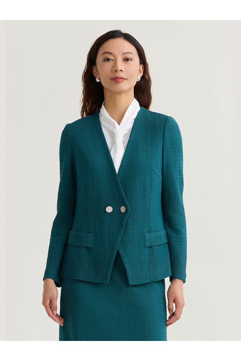 Tailored Two-Button Crossover Knit Jacket, Alternate, color, Spruce