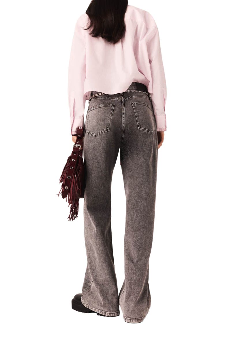 maje Wide-leg jeans with chain-link belt, Alternate, color, Grey