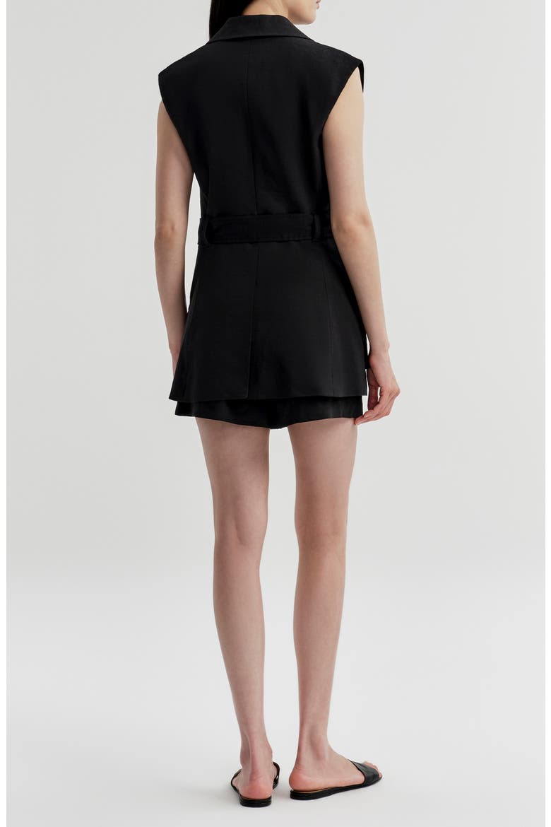 Cameron Linen Blend Belted Vest, Alternate, color, BLACK