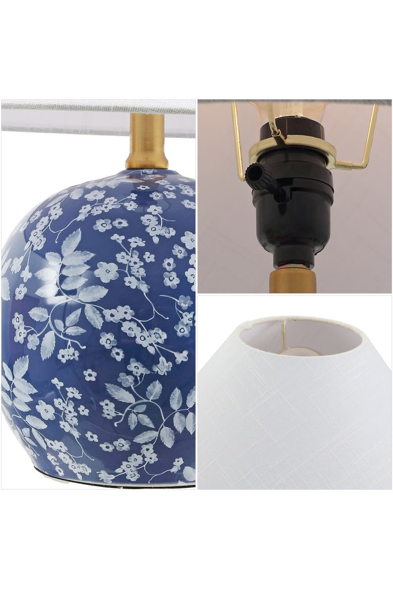 Felice Cottage Floral Ceramic Globe LED Table Lamp, Alternate, color, Blue/White