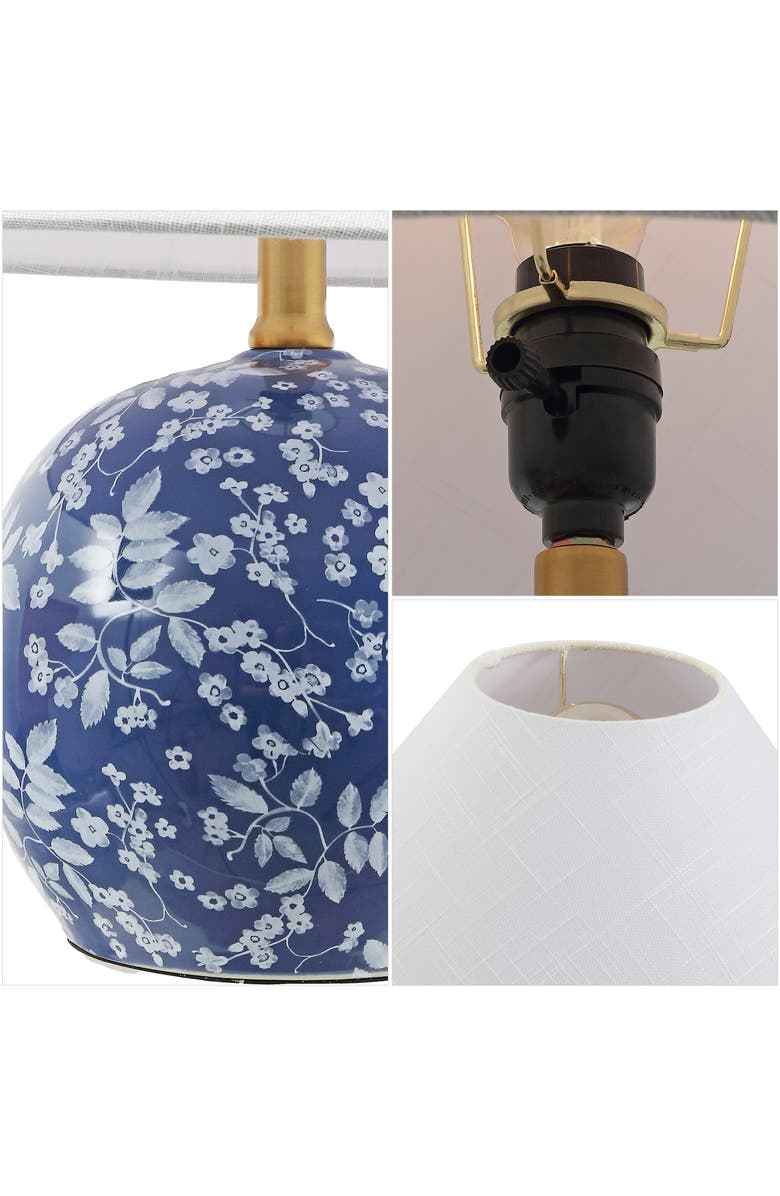 JONATHAN Y Felice Cottage Floral Ceramic Globe LED Table Lamp, Alternate, color, Blue/White