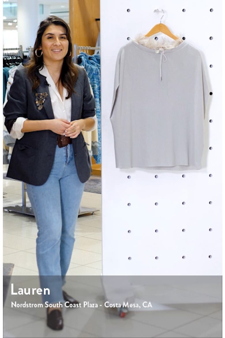 Organza Trim Cashmere Rib Cape Sweater video