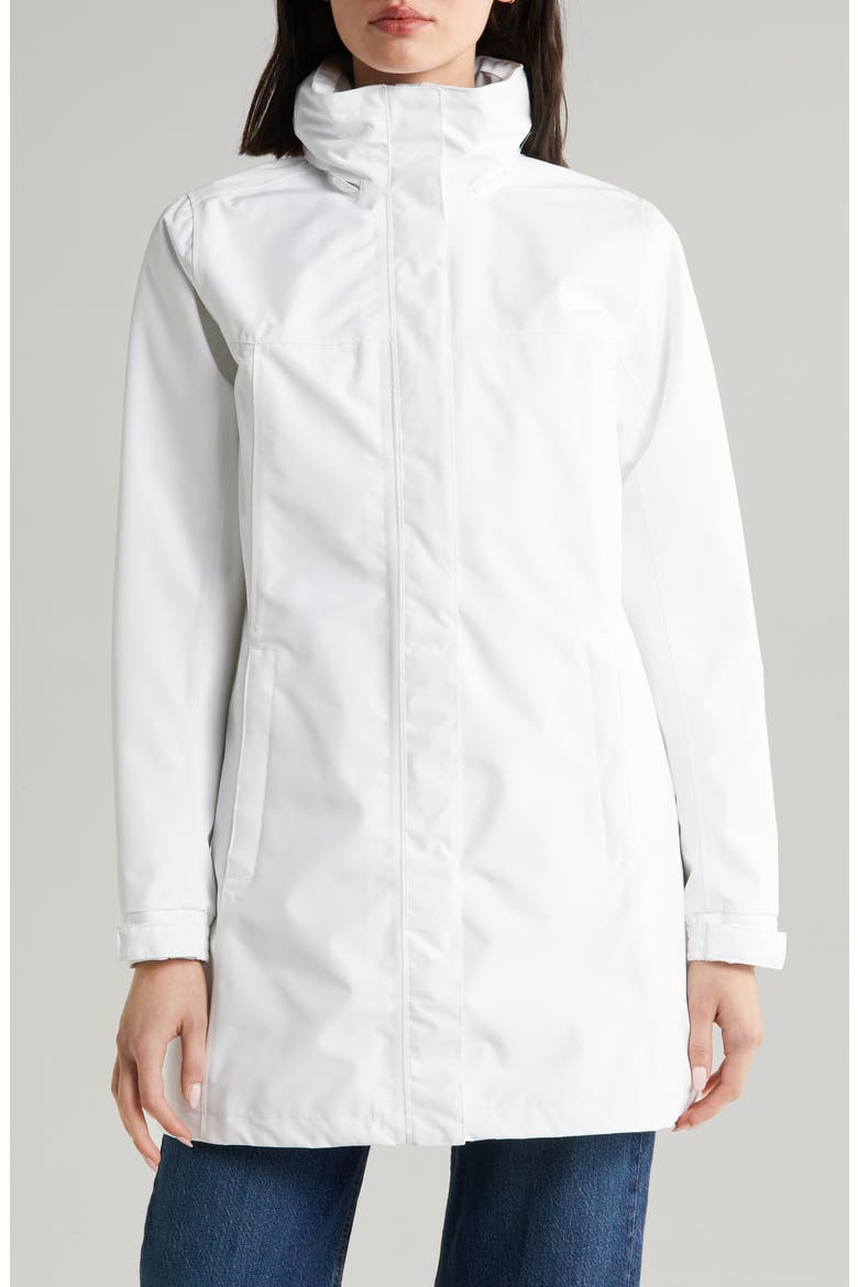 Aden Waterproof Hooded Longline Rain Jacket, Alternate, color, WHITE