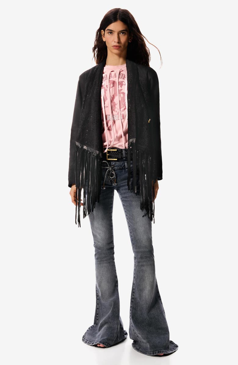 Desigual Slit Overlay T-Shirt, Alternate, color, Light Pink
