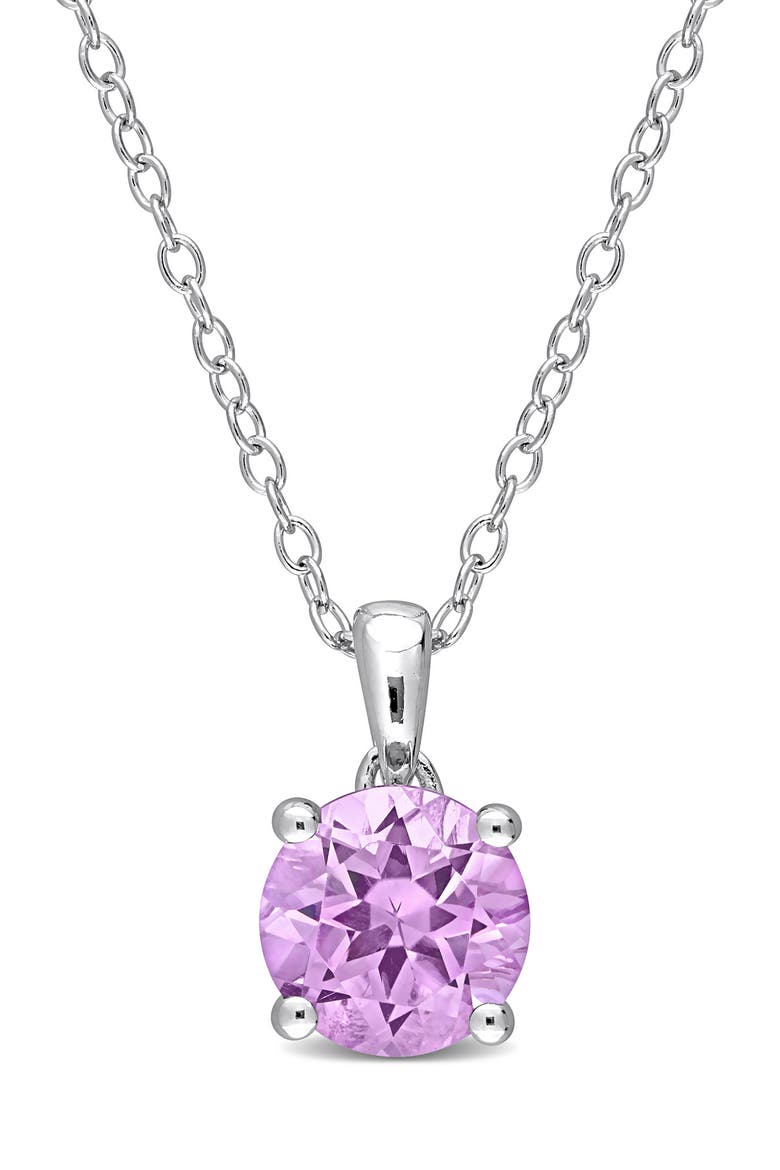 Sterling Silver Amethyst Solitaire Pendant Necklace, Main, color, PURPLE