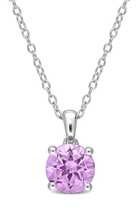 Sterling Silver Amethyst Solitaire Pendant Necklace