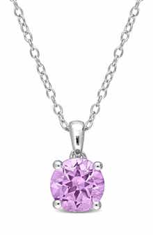 DELMAR Sterling Silver Amethyst Solitaire Pendant Necklace