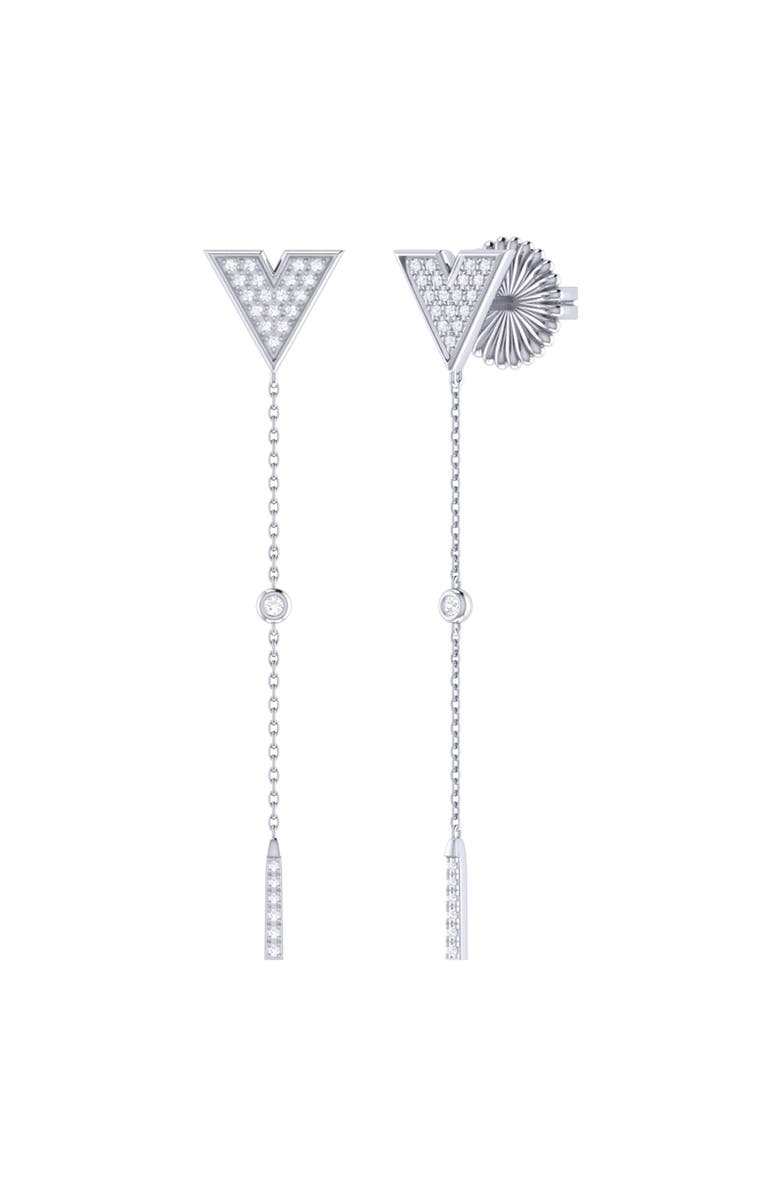 LuvMyJewelry Rise Grind Triangle Sterling Silver Diamond Drop Earrings, Main, color, 