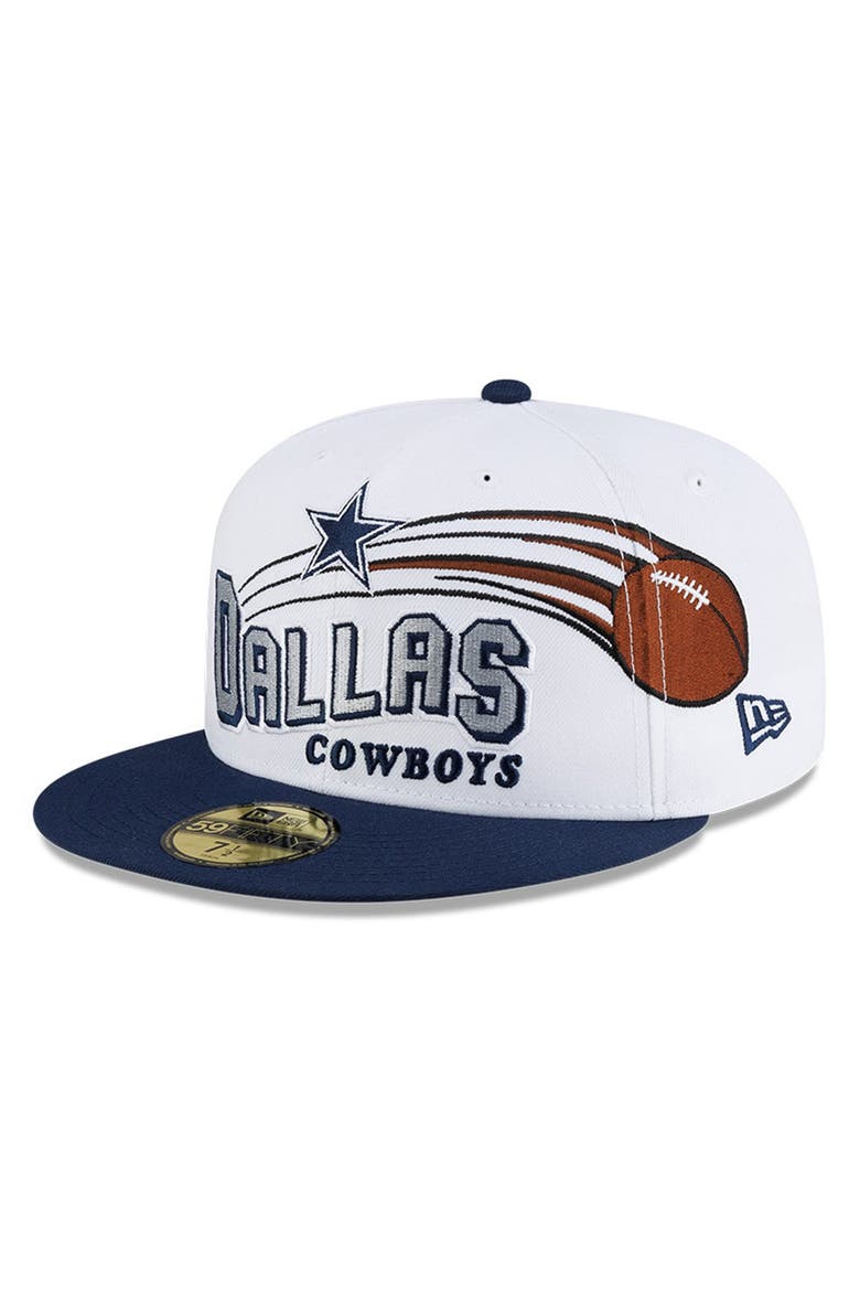 Men's New Era White/Navy Dallas Cowboys Retro Swoop 59FIFTY Fitted Hat, Main, color, White
