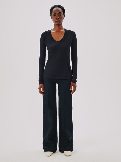 Another Tomorrow Long Ballet Scoop Tee In Black
