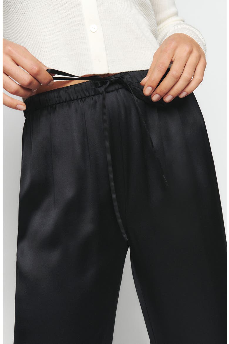 Olina Wide Leg Silk Pants, Alternate, color, BLACK