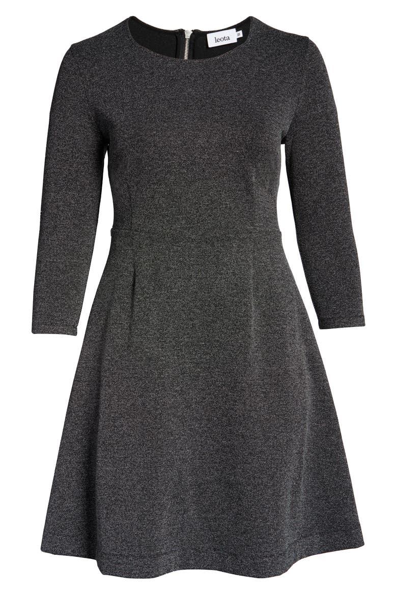 Carly Jacquard Fit & Flare Dress, Alternate, color, SALT AND PEPPER