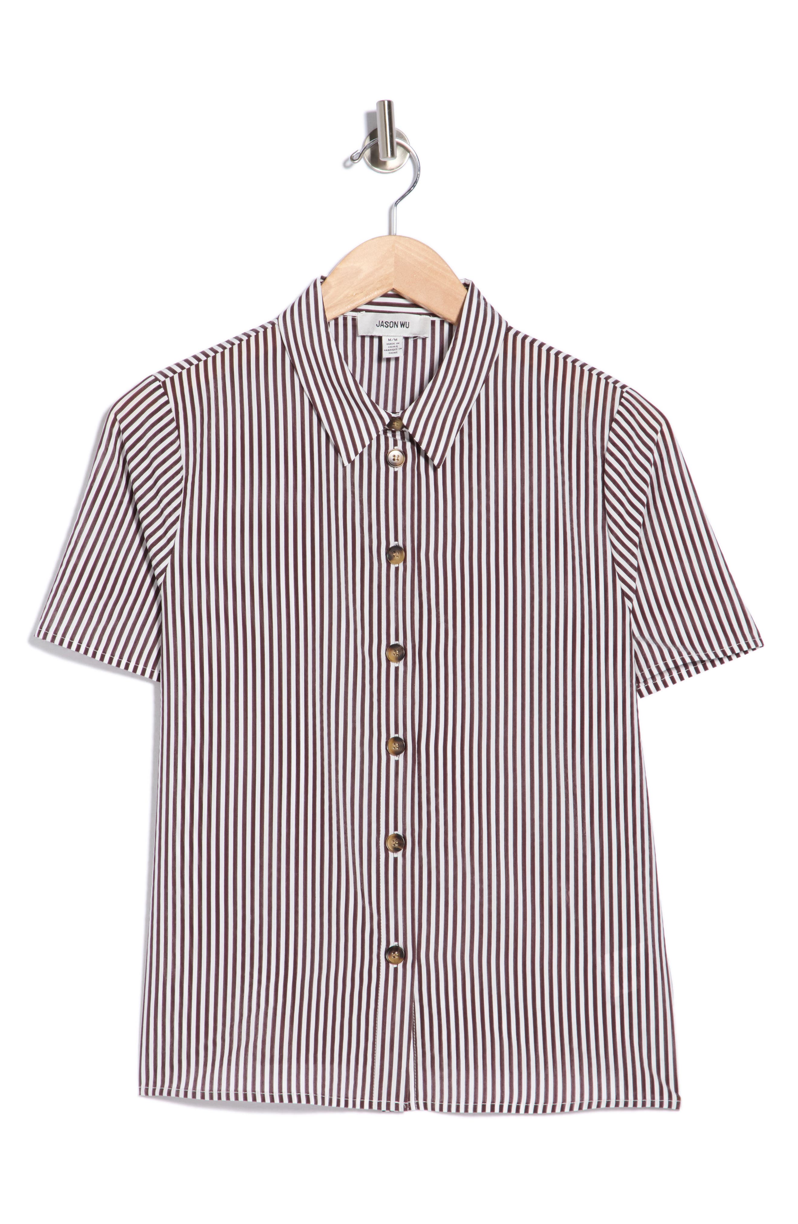Striped Short Sleeve Button-Down Shirt