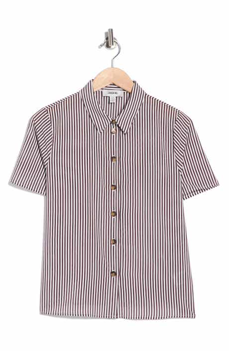 Striped Short Sleeve Button-Down Shirt