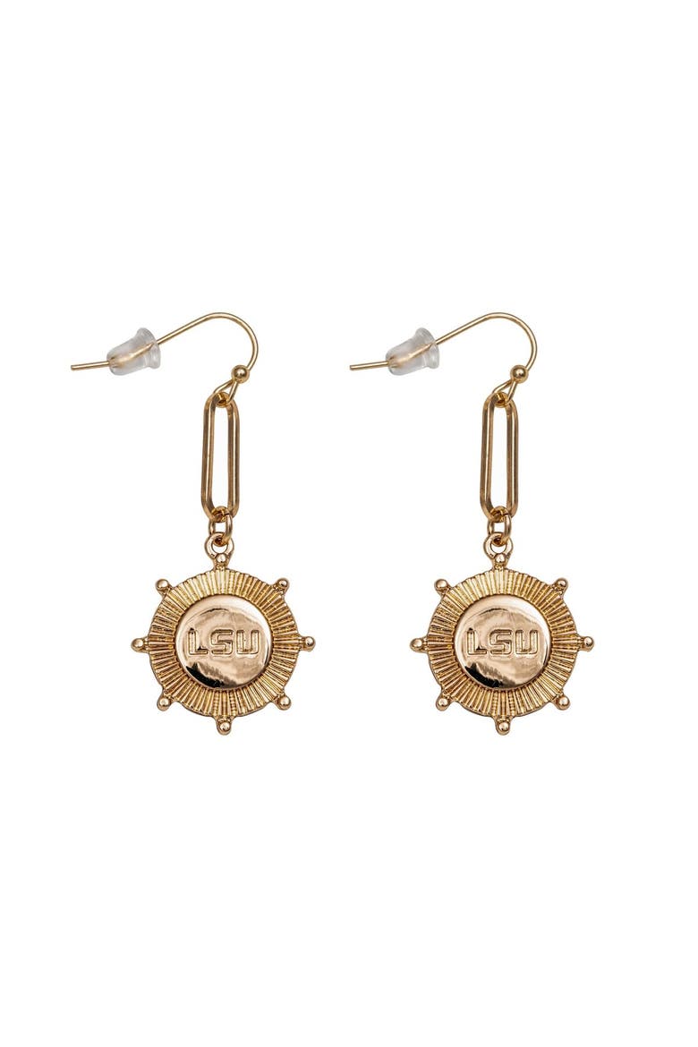 LSU Tigers Pixel Earrings, Main, color, Gold