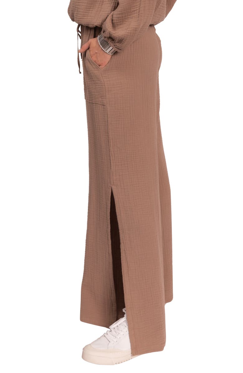 Everyday Ritual Riley Cotton Gauze Split Hem Pants, Alternate, color, Mushroom