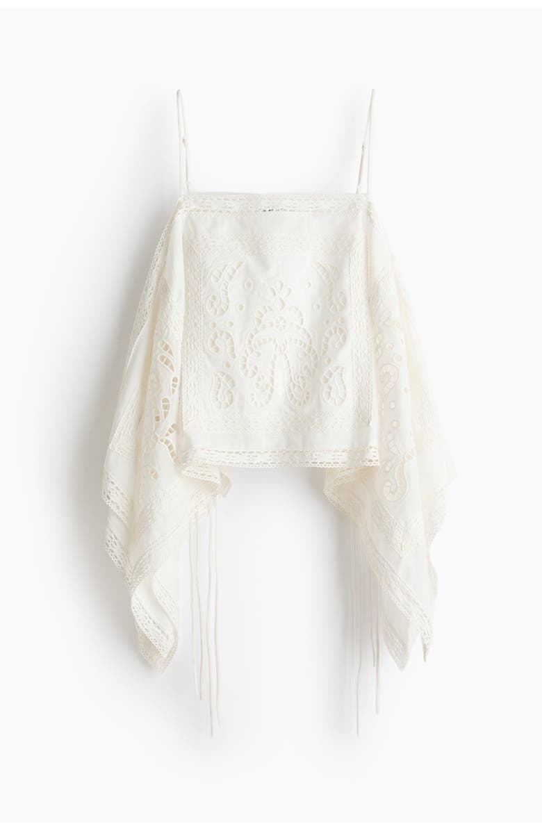 H&M Broderie Anglaise Strappy Top, Main, color, White