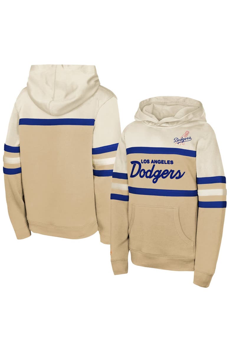 Mitchell & Ness Men's Mitchell & Ness  Cream Los Angeles Dodgers Head Coach Pullover Hoodie, Alternate, color, 